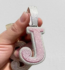 2.50Ct Round Cut Real Moissanite Customize Letter Pendant 14K White Gold Plated| Real Moissanite Pendant | Unique Birthday Jewelry Gift