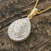 3.00 Ct Round Cut Real Moissanite Cluster Pendant 14K White Gold Plated Free Chain one