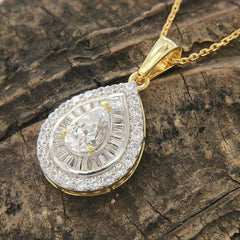 3.00 Ct Round Cut Real Moissanite Cluster Pendant 14K White Gold Plated Free Chain one