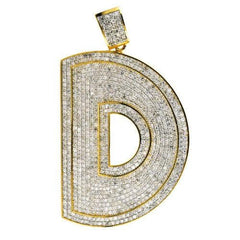 4.00 Ct Round Real Moissanite Mens Initial D Pendant 14k Yellow Gold Plated Jewelry Gift for Men & Women