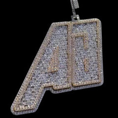 4.0 Ct Baguette Cut Real Moissanite Custom Letter Pendant 925 Sterling Silver Ideal Birthday Gift No Chain