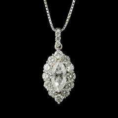 3.0 Carat Marquise Cut VVS1 Diamond Halo Pendant Necklace 14K White Gold Finish Hip Hop Jewelry | Ideal Birthday Gift