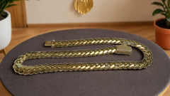 20" Length, 12mm Width Miami Cuban Link Chain | 6mm Box Lock Necklace | 925 Sterling Silver with Yellow Gold Plating