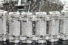 15Ct Round Cut Lab-Created Diamond Men's Bracelet 14K White Gold Finish