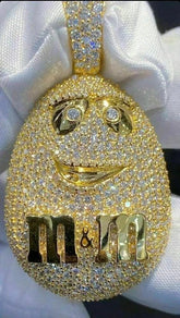 3.50CT Round Cut Real Moissanite Men's Charm Pendant 14K Yellow Gold Finish