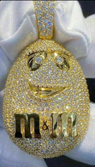 3.50CT Round Cut Real Moissanite Men's Charm Pendant 14K Yellow Gold Finish