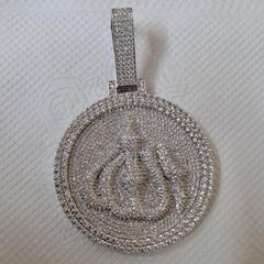 Real Moissanite Pendant| 4ctw Men's Customizable "ALLAH" Pendant| Custom Charm| Hip Hop Pendant | Moissanite Pendant| Birthday Gift. Silver