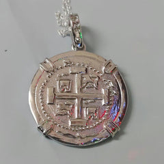 ATOCHA Solid Silver Coin Pendant | Authentic Treasure Jewelry | 952 Silver with white Gold Plating | Historical Replica | Nautical |
