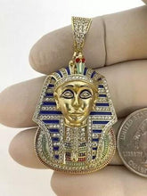 Real Moissanite 1.20Ct Round Cut King Tut Pendant 14K Yellow Gold Plated Silver