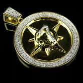 0.50Ct Mens Round Moissanite Five Percenter Pendant In Yellow Gold Plated