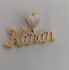 Custom Name Pendant - Yellow Gold-Plated Sterling Silver with Moissanite Stone, Personalized Jewelry, Elegant Name Necklace