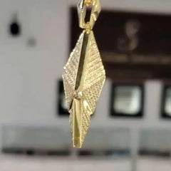 3Ct Round Cut Moissanite Ethereum Pendant | 14K Yellow Gold Plated | 18 Inch Free Chain | Customizable Jewelry | Luxury Men's Necklace