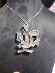 Real Moissanite 3Ct Round Cut Customized Cartoon Pendant 14K White Gold Plated