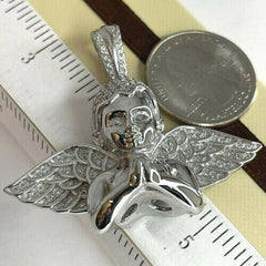 1CT Round Real Moissanite Angel Charm Love Pendant in 14K White Gold Silver Plated - A Symbol of Elegance and Affection, Moissanite jewelry