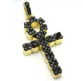 2.50 Ct Round Lab Created Black Diamond Ankh Cross Pendant 14k Yellow Gold Plated Hip Hop Jewelry | Ideal Birthday Gift