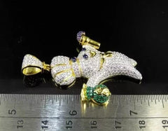 3Ct Round Cut Moissanite Men's Customized Cartoon Pendant 14K Yellow Gold Plated