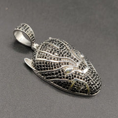 0.99 Carat Round Moissanite Black Panther Pendant in 14K White Gold | Customizable Luxury Jewelry