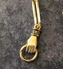 Hold On Hand Paper Clip Bracelet 100% Pure 925 Silver 14K Yellow Gold Plated