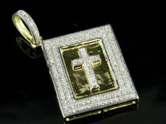 1.2 Ct 14K Yellow Gold Plated Round Cut Diamond Holy Bible Pendant Charm Birthday gifts No Chain