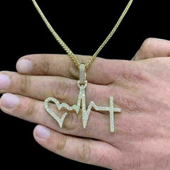 1.75 Ct Round Lab-Created Diamond Cluster Cross Pendant 14K Yellow Gold Plated Birthday Gifts No Chain