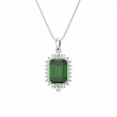 3.00 Ct Emerald Cut Lab-Created Emerald Women's Pendant 14k White Gold Plated Hip Hop Jewelry | Ideal Birthday Gift