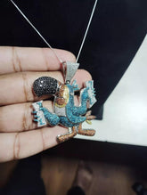 Real Moissanite 3Ct Round Cut Customized Cartoon Pendant 14K White Gold Plated