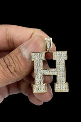 2.0 Ct Round Cut Diamond Initial H Pendant Necklace 14K Yellow Gold Plated Birthday gifts No Chain