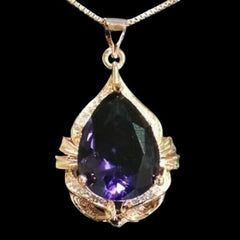 3.0 Ct Pear Cut Amethyst Diamond Solitaire Pendant 14K Yellow Gold Plated Chain Birthday Gifts