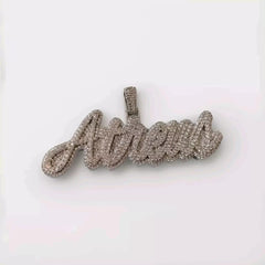 Custom Moissanite "NAME Pendant" | 3ctw Men's Hip Hop Charm Necklace | Real Moissanite Pendant | Unique Birthday Jewelry Gift