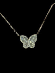 Pretty 2.0 Ct Round Cut Diamond Butterfly Pendant 14K White Gold Plated Free Chain Birthday Gift