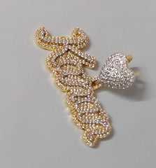 Custom Name Pendant - Yellow Gold-Plated Sterling Silver with Moissanite Stone, Personalized Jewelry, Elegant Name Necklace