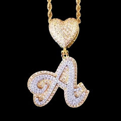 2.30 Ct Round Cut Real Moissanite Custom Initial Pendant 14K Yellow Gold Plated Birthday gifts No Chain