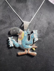 Real Moissanite 3Ct Round Cut Customized Cartoon Pendant 14K White Gold Plated