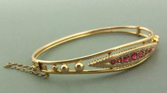 Vintage Antique 14k Rose Gold Over Bracelet Bangle Lab-Created Ruby 2.20Ct