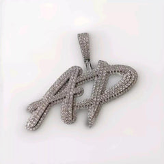 Custom Moissanite "NAME Pendant" | 1ctw Men's Hip Hop Charm Necklace | Real Moissanite Pendant | Unique Birthday Jewelry Gift