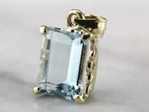 4.00 Ct Emerald Cut Aquamarine Solitaire Pendant 14K Yellow Gold Plated Free Chain | Ideal Birthday Gift