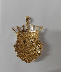 Men's 2CT Round Moissanite Lion Head Pendant, 14K Yellow Gold Finish, Luxury Charm, Statement Hip Hop Jewelry, Unique Gift for Him