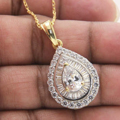 3.00 Ct Round Cut Real Moissanite Cluster Pendant 14K White Gold Plated Free Chain one