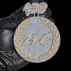 5.0 Ct Real Moissanite Round Men's Customize Name Pendant 14K Two-Tone Gold Plated Ideal Birthday Gift