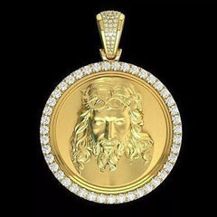 14kt Gesu' yellow white gold Plated pendant locket Real Moissanite fashion religious fashion handmade gift made in italy precious luminous