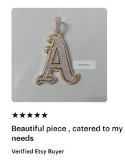2 inch Custom Moissanite Pendant| 3ctw Men's Custom Letter "A" Pendant| Custom Charm| Hip Hop Pendant | Moissanite Pendant | Birthday Gift