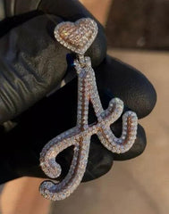 2.30Ct Round Cut Real Moissanite Customize Initial Pendant 14K White Gold Plated| Hip Hop Pendant | Moissanite Pendant| Birthday Gift