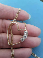 0.20 Ct Round Cut Diamond Women's Heart Pendant Free Chain 14K Yellow Gold Plated Birthday Gifts