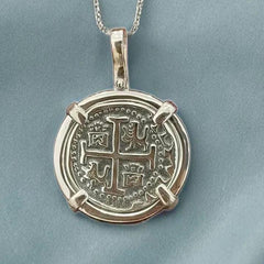 ATOCHA Solid Silver Coin Pendant | Authentic Treasure Jewelry | 952 Silver with Gold Plating | Historical Replica | Nautical | Pirate Coin