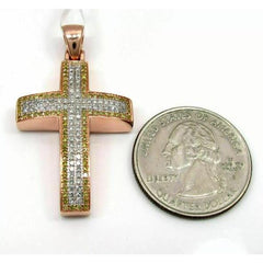 0.58 Ct Real Moissanite Cross Pendant, 14K Yellow Gold Plated, Sterling Silver Necklace, Religious Jewelry,Gift for Her, Elegant Cross Charm