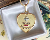 1Ct Lab Created Ruby / Diamond Quโhier que demain Pendant 14K Yellow Gold Finish