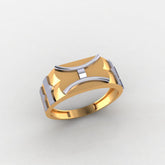 Elegant Menโs Ring, 925 Sterling Silver, 14K Dual Tone Gold Plated, No Diamonds, Perfect Band for Men, Unique Gift, Durable & Stylish