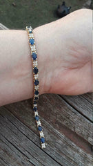 14K Yellow Gold Plated5Ct Oval Cut Lab-Created Women's Tennis Bracelet Sapphire