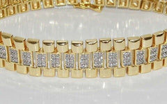 12Ct Round Cut Lab Created Diamond Tennis Bracelet 14K Yellow Gold Finish