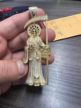 2.50Ct Round Real Moissanite Men's Santa Muerte Pendant 14K Yellow Gold Plated